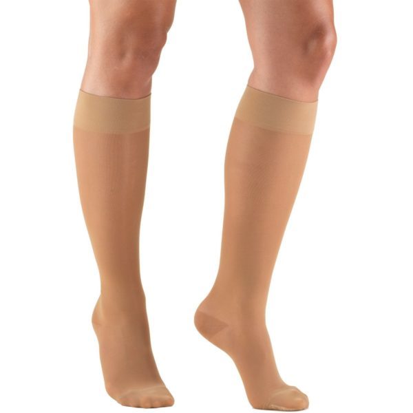 Knee High Closed Toe Stockings - bEIGE