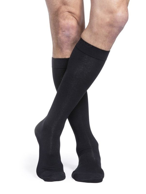 Sigvaris Men's Essential Cotton Ribbed Knee High Socks w/ Grip Top 20-30mmHg