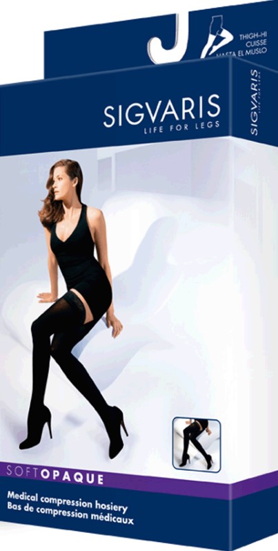 Sigvaris Opaque - Women's Thigh High 30-40mmHg Compression Support  Stockings (Grip Top)